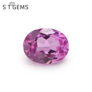 ST Gems-piedra de corindón sintético rosa, gemas de corte ovalado, 2