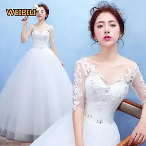 Großhandel billig Hochzeits kleid Neueste Design plus Größe Spitze Brautkleid elegante Pailletten Brautkleid