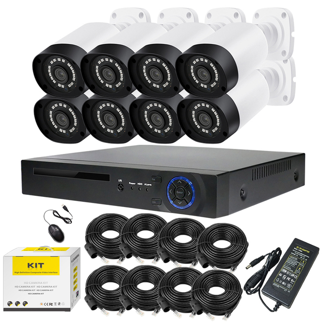 Outdoor 8pcs Network Bullet Camera 4MP POE IP Camera 3.6mm Lens 18PCS SMD IR Leds XMEYE POE NVR Face Detection NDAA