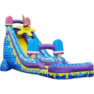 Tobogán Acuático Inflable Comercial de PVC de 18 OZ para Exteriores, para Adultos y Niños, <span class=keywords><strong>con</strong></span> Piscina Desmontable - Product Image 1