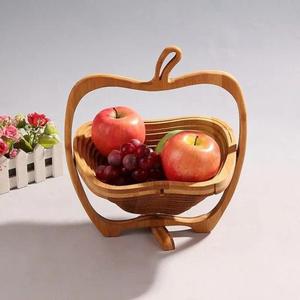 Corbeille à fruits pliable en bois naturel, design en forme de pomme, élégante et durable, pour comptoir de cuisine - Product Image 2
