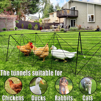 Tunnel pour poulets 287 x 78,7 x 24,2 pouces (LxLxH) enclos portable extérieur pour poulailler avec cadres d'angle pour poulets, canards, lapins