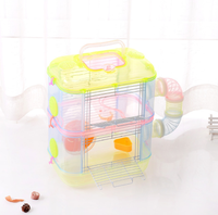 C & C 3 couches Château de cristal bleu Cage pour hamster d'intérieur à double pont Cages pour hamster transparentes de luxe accessoires pour hamster