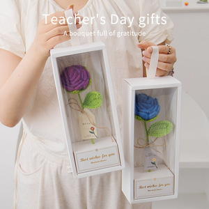 Scatola Rettangolare Piccola con Bouquet <span class=keywords><strong>di</strong></span> <span class=keywords><strong>Rose</strong></span> Artificiali all'Uncinetto, Regalo Creativo per le Feste, <span class=keywords><strong>Auguri</strong></span> Speciali per la Festa degli Insegnanti - Product Image 3