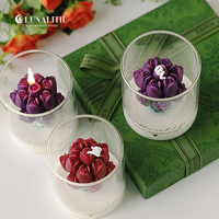 Lilin Aroma Romantis Kustom dalam Stoples Kaca Grosir Lilin Bentuk Bunga Tulip Elegan Set Hadiah Mewah untuk Dekorasi Rumah