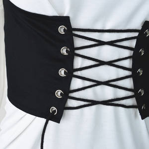H-842 Gilet Corset Ajusté pour Femme avec Liens Frontaux et Fermeture Éclair au <span class=keywords><strong>Dos</strong></span>, Ceinture en Bande, Style Y2K, Été - Product Image 5