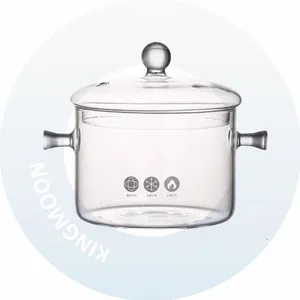 最好的手工玻璃炊具套装炉灶面安全面食，汤，牛奶，婴儿食品玻璃锅带盖