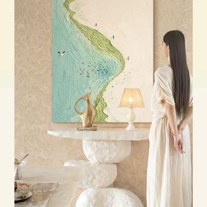 <b>White</b> <b>Sand</b> Bay Creamy Texture Hand Painted Oil Painting Impressionism Landscape Art For Living Room Decor - Product Image 3