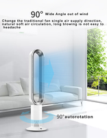 CGA Smart Home TP12 Ventilateur Tour Électrique en Plastique Numérique Ions Négatifs Refroidissement par le Vent Naturel Minuterie Sans Lame Ménage RV Table