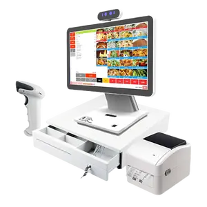 เครื่องพีโอเอสฮาร์ดแวร์ระบบแอนดรอยด์ POS เครื่องลงทะเบียนเงินสดแบบ all-in-One จอคู่