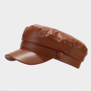 PU Leather Beret <b>Hat</b> <b>for</b> Women High Quality Flat Top Art Retro Painter Style Simple Design <b>for</b> Beach Sports Party - Product Image 6