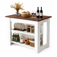 Table d'îlot de cuisine au design moderne avec rangement, table à manger en bois, armoire latérale de cuisine