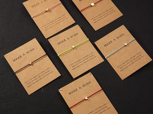 Pulseras de la Amistad tejidas a mano <span class=keywords><strong>Make</strong></span> A Wish Regalos de recuerdo Pulseras de cordón de cera de mariposa de estrella de corazón ajustable en cartón - Product Image 2