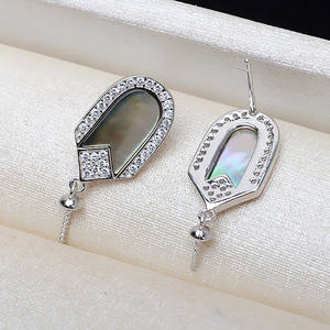 Ensemble de clous d'oreille et collier en argent S925, accessoires de bijoux DIY avec pendentif en perle personnalisé, chaîne 1356 - Product Image 3