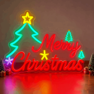 Luz de señal de neón <span class=keywords><strong>LED</strong></span> de Feliz Navidad interior IP65 impermeable personalizada para decoración de pared de fiesta de Navidad iluminación de vacaciones - Product Image 1