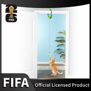 Jouet pour animaux de compagnie officiel de la Coupe du monde <span class=keywords><strong>FIFA</strong></span>, jouet interactif à suspendre à la porte, ballon de gardien de but sauteur, jouet à plumes pour chat pour l'exercice - Product Image 2