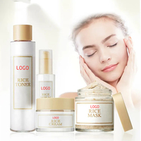 Kit de Soins Visage au Riz : Masque, Sérum, Tonique, Extrait de Collagène, Anti-Âge, Anti-Rides, Éclat, Réparateur, Coffret Cadeau