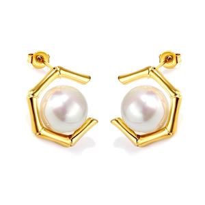 Oferta Relámpago: Aretes de Perlas de Acero Inoxidable Chapados en Oro, Resistentes al Agua y al Deslustre, para Regalo de Mujer - Product Image 5