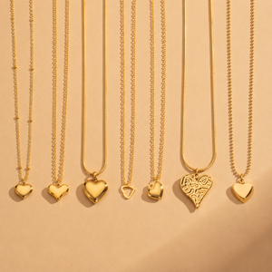Joyería de Moda al por Mayor, Collar con Colgante en Forma de Corazón, Acero Inoxidable, Chapado en Oro de 18k, Varios Estilos, para Mujer - Product Image 3