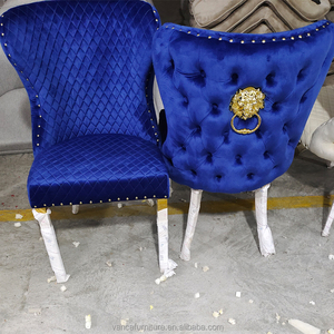 Modern Luxury Dining <strong>Chairs</strong> Stainless Steel Leg with Button Tufted Velvet Lion <strong>Knocker</strong> <strong>Back</strong> Kitchen <strong>Chair</strong> of Home Furniture - Product Image 3