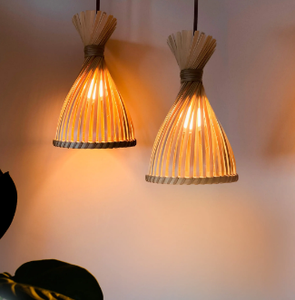 Lampe de plafond en bambou tressé, lustre, suspension, luminaire suspendu LED, prix d'usine - Product Image 3