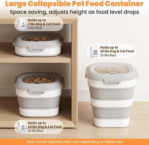 Seau pliable écologique pour aliments pour animaux de compagnie, conteneur de stockage de nourriture pour chien en plastique avec couvercle hermétique, seau de stockage pliable pour céréales - Product Image 2