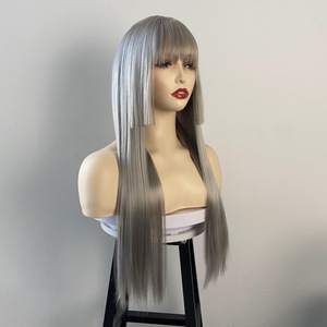 วิกผมทรงคุณยายสีเทา ลดราคาพิเศษ ผมตรง มีหน้าม้า วิกผมใยสังเคราะห์นุ่มเป็นธรรมชาติ สำหรับผู้หญิง ทนความร้อน - Product Image 5