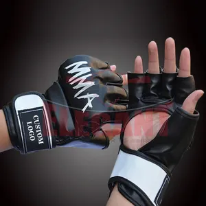 UFC MMA抓斗手套定制印花设计PU皮革训练拳击手套批量订购，带有您自己的标志
