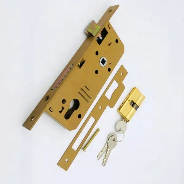 Penjualan pabrik kunci pintu keamanan tinggi set belakang 40 mm jarak tengah 85 mm badan kunci Mortise dengan lubang silinder