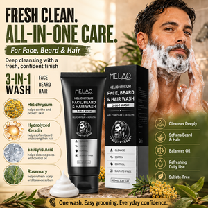 Limpiador Facial 3 en 1 con Queratina de Helichrysum OEM, Exfoliante y Limpiador de Poros, Sin Sulfatos, para el Cuidado Diario de la Barba - Product Image 1