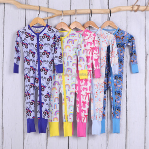 220 per bambini/240/260 GSM tuta di bambù <span class=keywords><strong>bambina</strong></span> <span class=keywords><strong>pigiama</strong></span> neonato <span class=keywords><strong>bambina</strong></span> <span class=keywords><strong>bambina</strong></span> tute dormienti body doppio pagliaccetto con cerniera - Product Image 2
