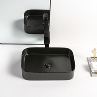 Lavabo de toilette en céramique noir mat lavabos lavandino nero dessus de table lavabos pour évier de salle de bain d'hôtel
