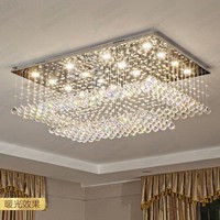 Lustre suspendu moderne transfrontalier en acier inoxydable à LED multi-têtes avec cristaux de luxe, DC 36V pour salon