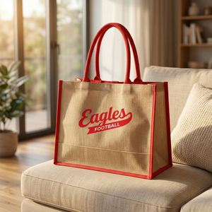Grands sacs fourre-tout en mélange de jute et de coton de qualité supérieure, imprimables, brodés, avec design couleur personnalisé, logo de marque, sacs cadeaux, sacs pour ordinateur, sacs utilitaires - Product Image 1