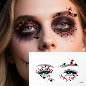 สติกเกอร์ติดหน้ารูปแมงมุมค้างคาวสำหรับฮาโลวีน ประดับด้วยอัญมณี แต่งตาแบบสยองขวัญ ติดง่ายด้วยตัวเอง เหมาะสำหรับงานปาร์ตี้และการแสดงบนเวที - Product Image 6