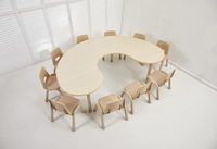 Ensemble table et chaise en forme de lune pour la maternelle, hauteur réglable, en plastique, pour enfants, mobilier de classe, vente chaude