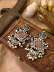 SLA Chandbali Earrings for Women Traditional Ethnic Oxidised Statement Earring Festive & Wedding Jewelry - Product Image 1