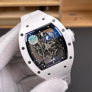 Luxury Tonneau-shaped Tourbillon <b>Skeleton</b> 055 <b>Watch</b> RM Style Ceramic Carbon Fiber Mechanical <b>Watch</b> with Rubber Strap - Product Image 2