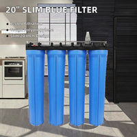 Vente en gros usine – Boîtier de filtre à eau intégré 4 étapes, 20 pouces, fin, en PP robuste, avec 4 filtres bleus, 0,1-0,45 MPa