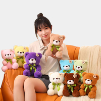 Grosir Kawaii Multi Warna boneka beruang dengan ikatan simpul mainan boneka mewah Peluche beruang Teddy