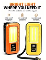 Lámpara de Trabajo Portátil Recargable 360 °   Lámpara LED de Tubo Flexible Ajustable, Luz de Inspección de Reparación con Imán COB y Pantalla de Batería