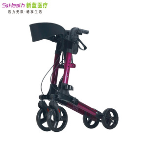 Déambulateur pliant en alliage d'aluminium S&Health avec siège et sac pour personnes âgées, aide à la mobilité - Product Image 4