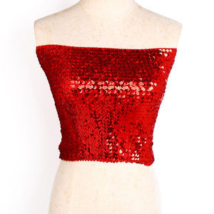 Women's Mardi Gras Mini Skirt Sequin Tube <strong>Top</strong> <strong>Shimmer</strong> Sleeveless Crop <strong>Top</strong> Elastic Shiny Tank <strong>Tops</strong> - Product Image 3