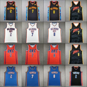 เสื้อบาสเก็ตบอลทันเดอร์ # 2 # 7 # เสื้อผ้ากีฬาผู้ชายผ้าฝ้าย 8 แบบ ไซส์ S M L XL XXL ขายส่ง - Product Image 1