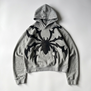 Felpa con Cappuccio Corta Streetwear con Stampa Ragno Y2K Goth Oversize con Spalle Cadenti, Pullover Casual Unisex - Product Image 3