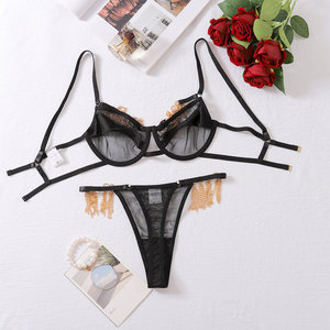 Nuisette sexy, lingerie en satin, culottes et strings, ensemble de lingerie en <span class=keywords><strong>dentelle</strong></span> de luxe, sexy pour femme, cadeau romantique - Product Image 4
