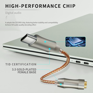 <span class=keywords><strong>Adaptateur</strong></span> <span class=keywords><strong>Jack</strong></span> Casque USB C <span class=keywords><strong>vers</strong></span> 3,5 mm de Haute Qualité avec DAC CX31993 Audio Haute Résolution Stéréo <span class=keywords><strong>Écouteur</strong></span>s Dongle Amplificateur 13cm - Product Image 3