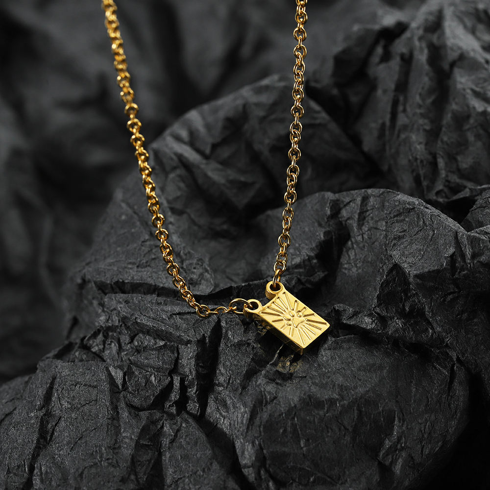 Stainless Steel Hollow Star Moon Women Gold Necklace /