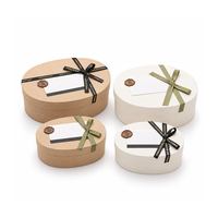 Boîte cadeau ovale rigide recyclable avec ruban, nœud et sceau de cire, plusieurs tailles, en kraft blanc, pour emballage cadeau, mariage, fleurs, haute qualité