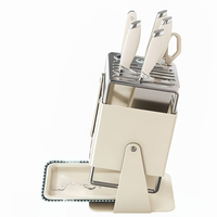 Support à couteaux double multifonctionnel en acier inoxydable pour comptoir de cuisine, avec angle réglable, organise les couteaux